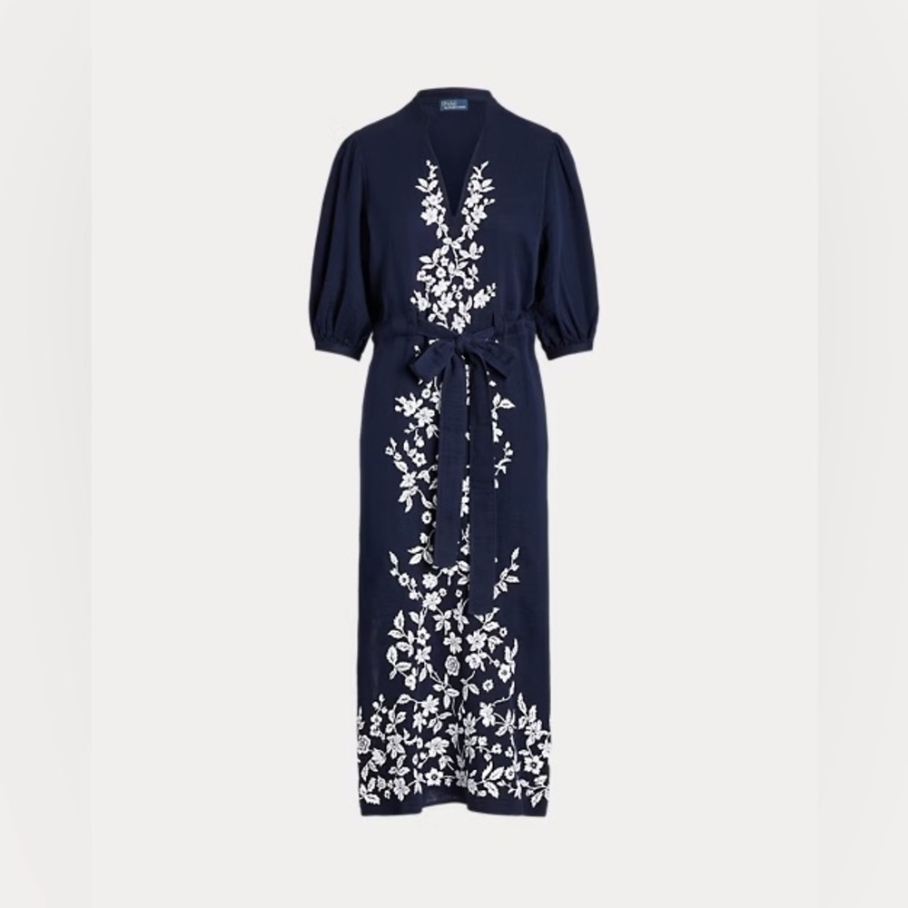 Polo Ralph Lauren Floral-Embroidered Gauze Maxidress
